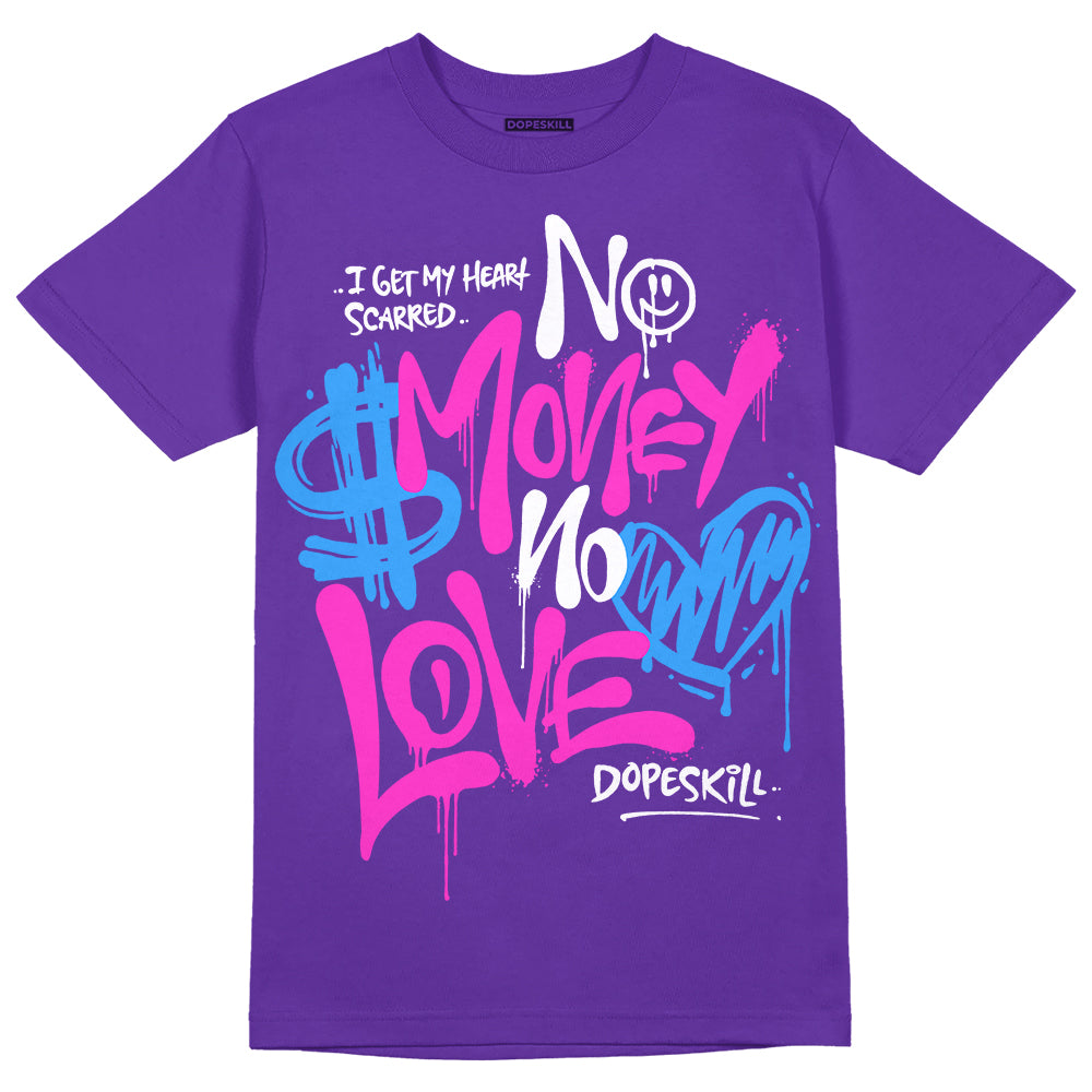 PURPLE Sneakers DopeSkill Purple T-Shirt No Money No Love Typo Graphic Streetwear