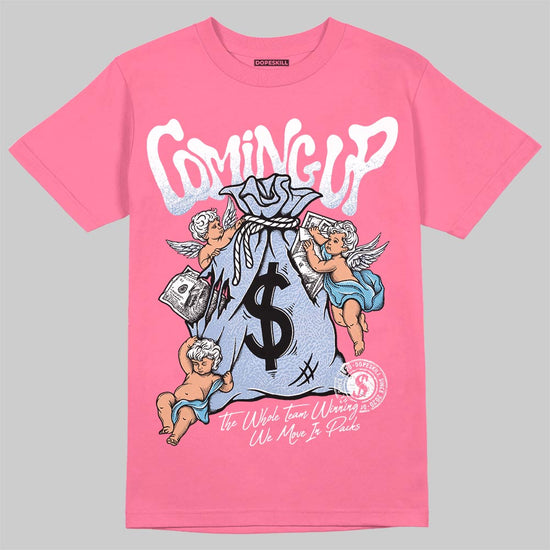 Jordan 3 GS “Cobalt Bliss” DopeSkill T-Shirt Money Bag Coming Up Graphic Streetwear - Safety Pink