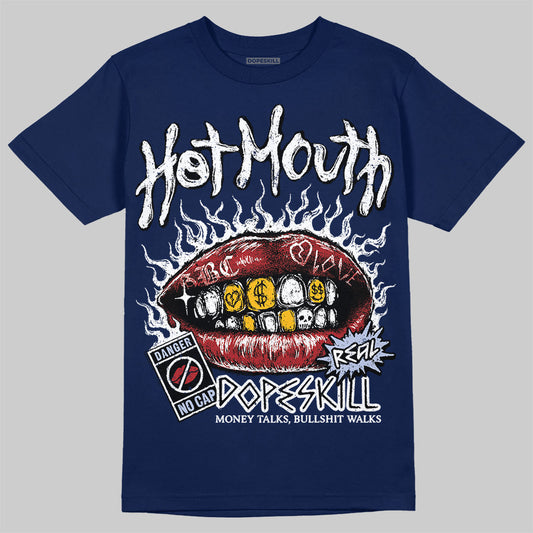 Jordan 6 Retro 'White And Midnight Navy' DopeSkill Navy T-shirt Hot Mouth Graphic Streetwear