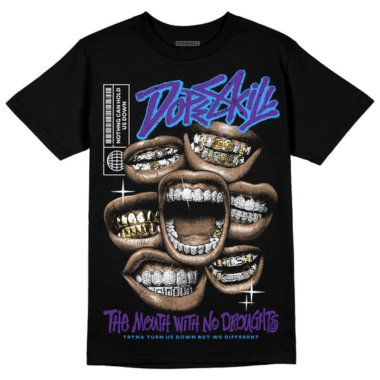 PURPLE Sneakers DopeSkill T-Shirt The Mouth With No Droughts Graphic Streetwear - Black