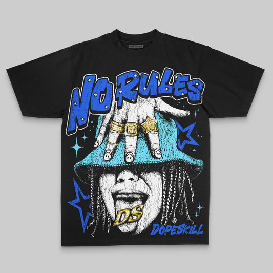 Royal Blue Oversize Print No Rules DopeSkill Graphic Premium T-shirt Streetwear - Black