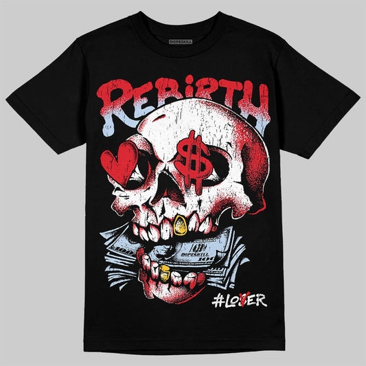 Jordan 5 Fire Red Black Tongue DopeSkill T-Shirt Rebirth Graphic Streetwear - Black
