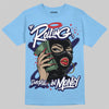 Jordan 6 University Blue DopeSkill T-Shirt Rolling in Money Graphic Streetwear - Carolina Blue