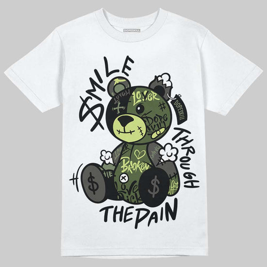 New Balance 1890 Faded Black Utility Green DopeSkill T-Shirt Smile Through The Pain Graphic Streetwear - White
