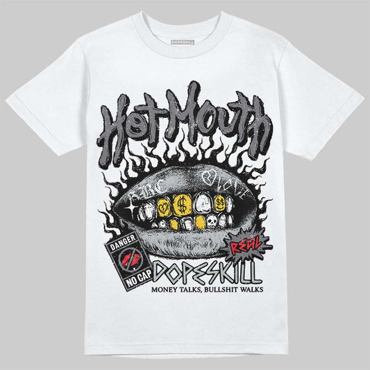 Jordan 12 Black Wolf Grey DopeSkill T-Shirt Hot Mouth Graphic Streetwear - White