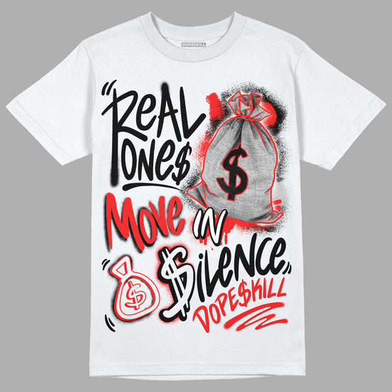 Jordan Spizike Low Bred DopeSkill T-Shirt Real Ones Move In Silence Graphic Streetwear - White 