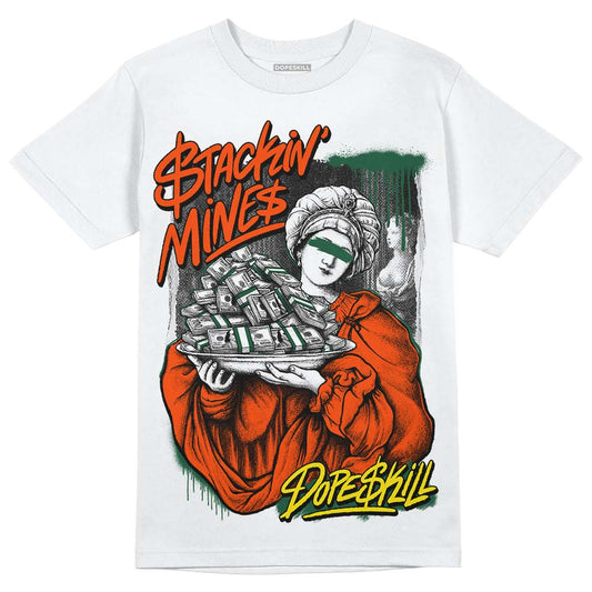 Dunk Low Team Dark Green Orange DopeSkill T-Shirt Stackin Mines Graphic Streetwear - White