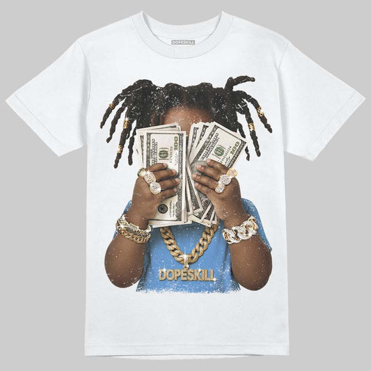 Jordan 5 Black University Blue DopeSkill T-Shirt Rich Youth Graphic Streetwear - White