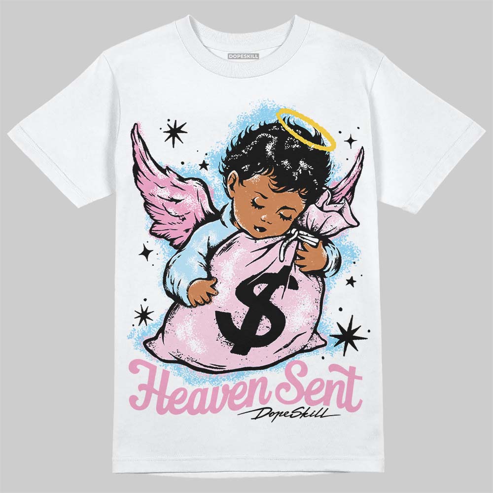 Jordan 1 Low SE Paw Print Pink Foam DopeSkill T-Shirt Heaven Sent Graphic Streetwear - White 