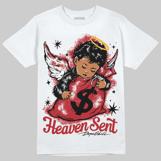Jordan 5 Retro Fire Red Black Tongue (2025) DopeSkill T-Shirt Heaven Sent Graphic Streetwear - White