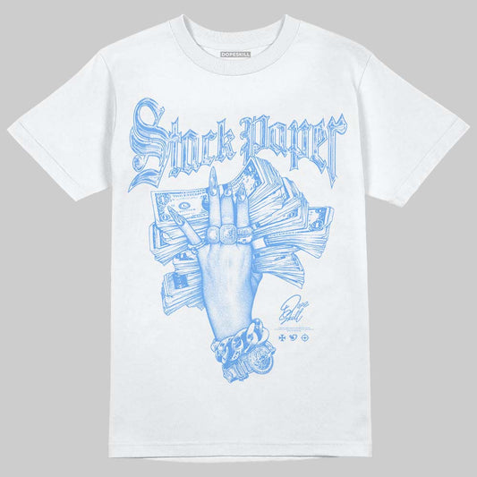 Jordan 5 Black University Blue DopeSkill T-Shirt Stack Paper Graphic Streetwear - White