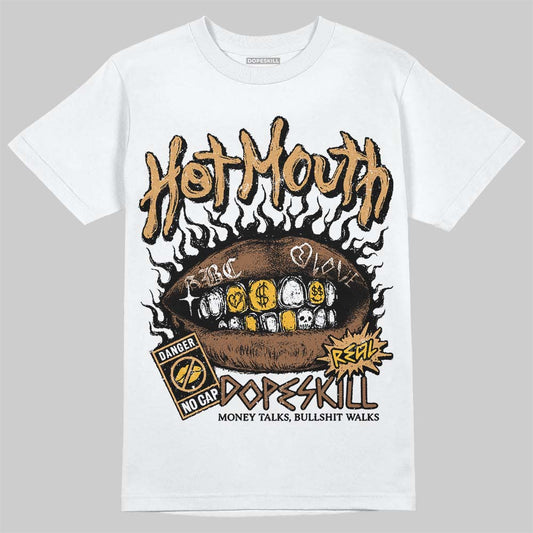 Jordan 1 High OG Black Metallic Gold DopeSkill T-Shirt Hot Mouth Graphic Streetwear - White