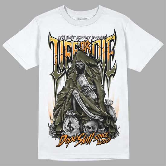 Jordan 5 "Olive" DopeSkill T-Shirt Life or Die Graphic Streetwear - White