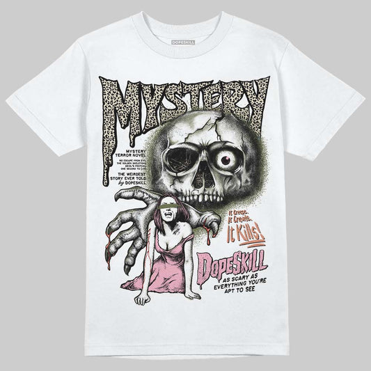 SB Dunk Low Pro x Arts-Rec Skateshop Rust Pink and Rough Green DopeSkill T-Shirt Mystery Ghostly Grasp Graphic Streetwear - White 