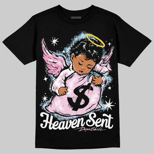 Jordan 1 Low SE Paw Print Pink Foam DopeSkill T-Shirt Heaven Sent Graphic Streetwear - Black