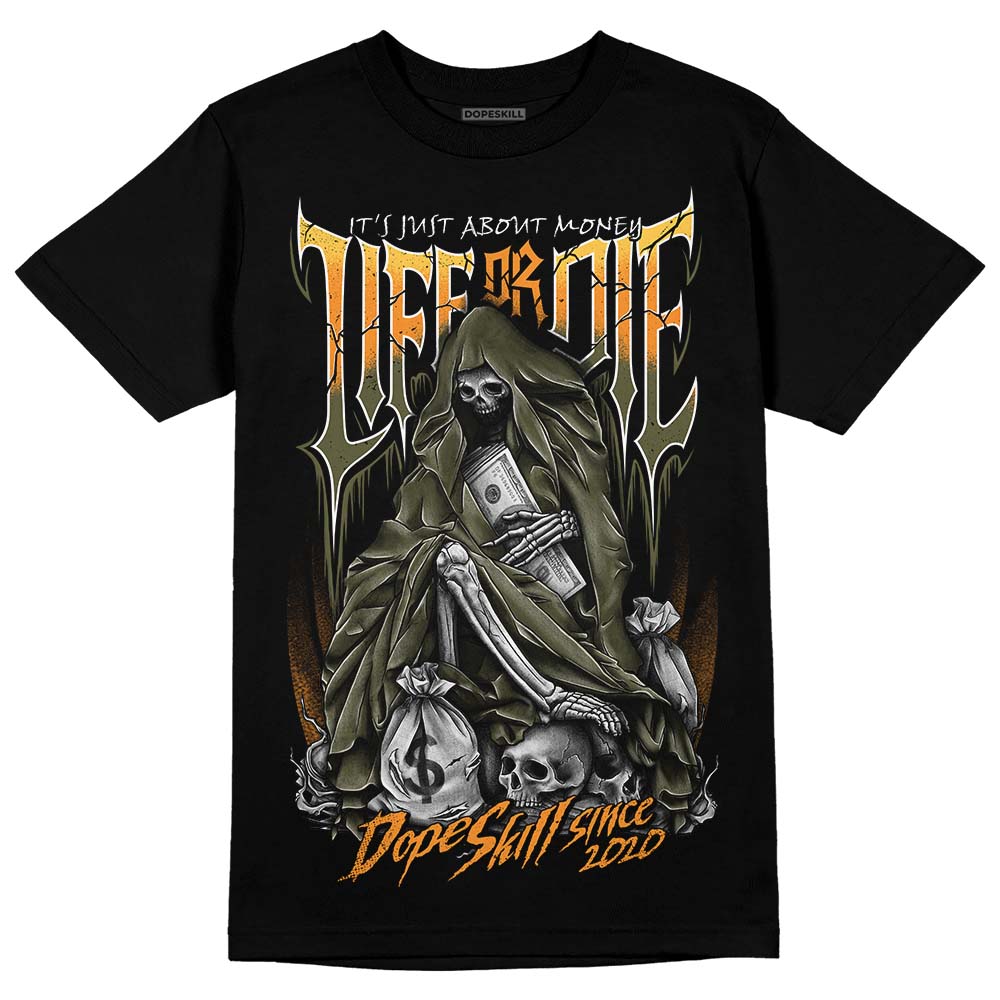 Jordan 5 "Olive" DopeSkill T-Shirt Life or Die Graphic Streetwear - Black