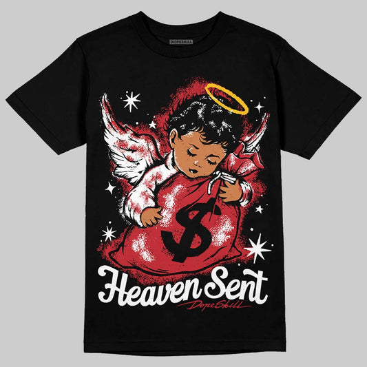 Jordan 5 Retro Fire Red Black Tongue (2025) DopeSkill T-Shirt Heaven Sent Graphic Streetwear - black