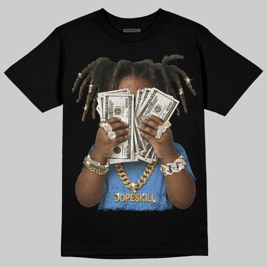 Jordan 5 Black University Blue DopeSkill T-Shirt Rich Youth Graphic Streetwear - Black