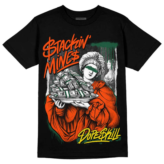 Dunk Low Team Dark Green Orange DopeSkill T-Shirt Stackin Mines Graphic Streetwear - Black