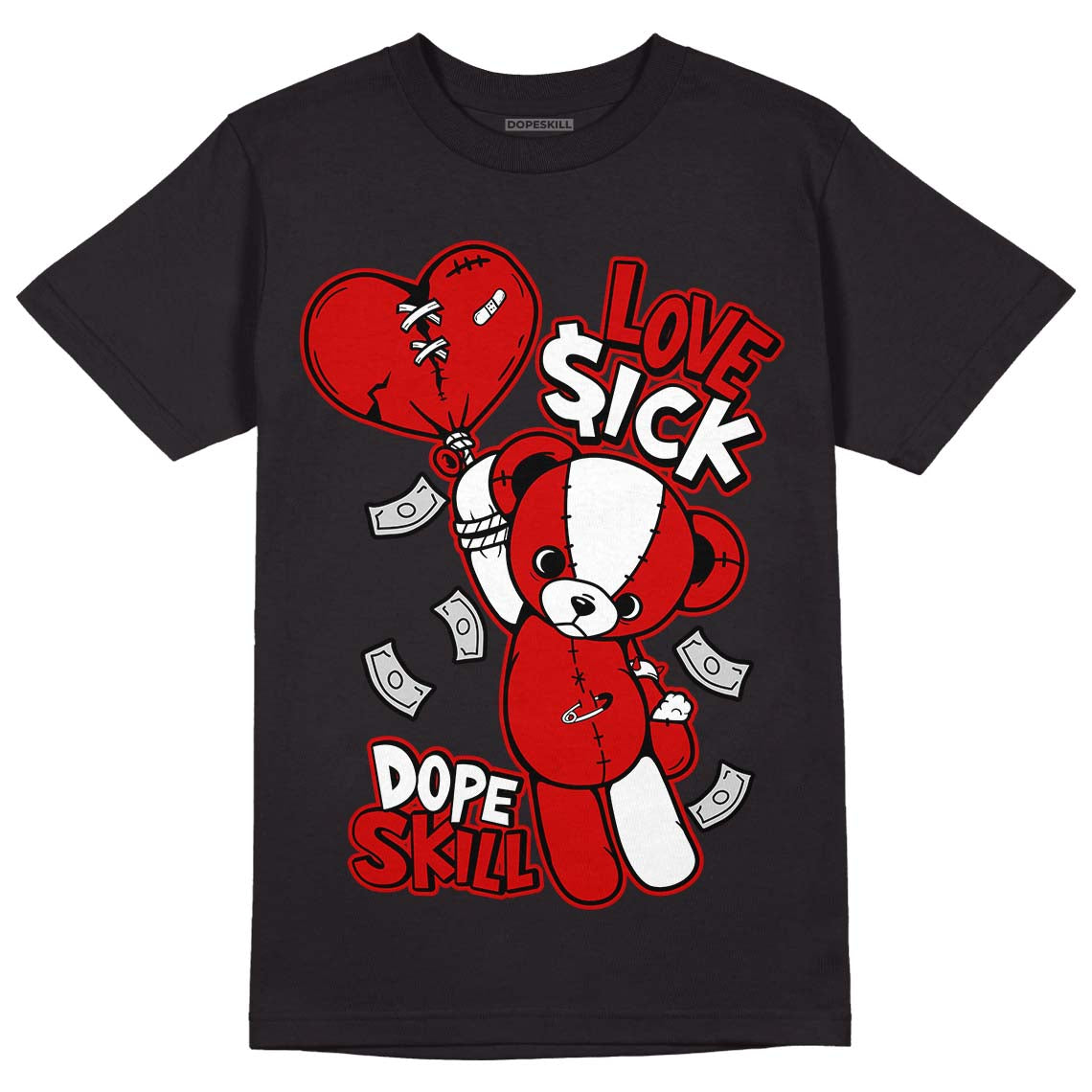 Jordan 1 Retro Low "Black Toe" DopeSkill T-Shirt Love Sick Graphic Streetwear - Black