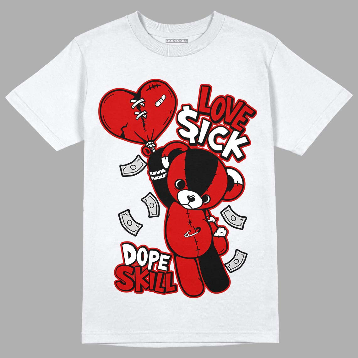 Jordan 1 Retro Low "Black Toe" DopeSkill T-Shirt Love Sick Graphic Streetwear - White