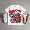 AJ 13 Chicago True Red Cherry DopeSkill Oversize Print T-Shirt Pour Up Graphic