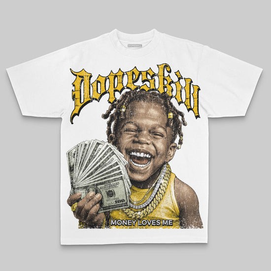Yellow Oversize Print Money Loves Me DopeSkill Graphic Premium T-shirt Streetwear - White
