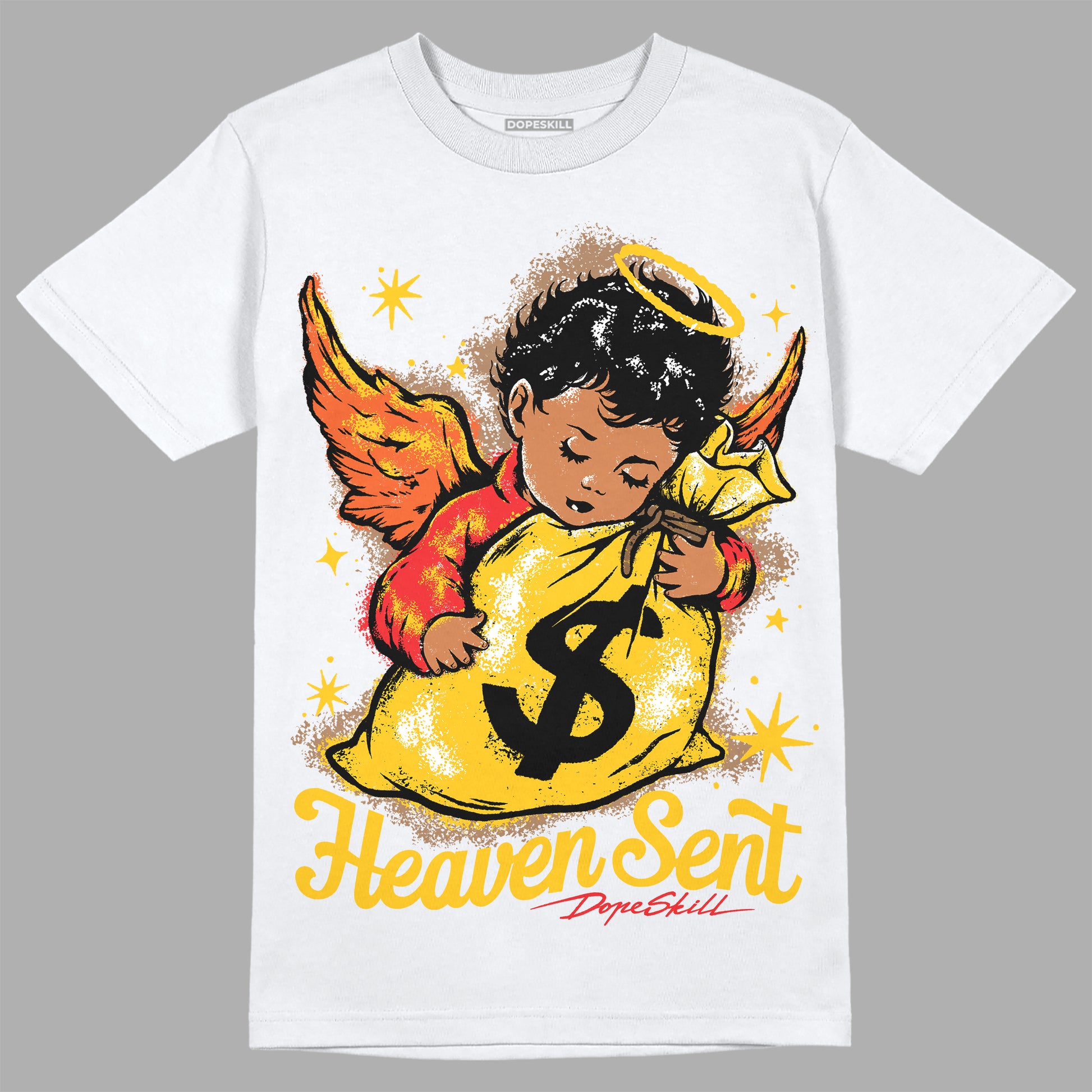 Yellow Sneakers DopeSkill T-Shirt Heaven Sent Graphic Streetwear - White