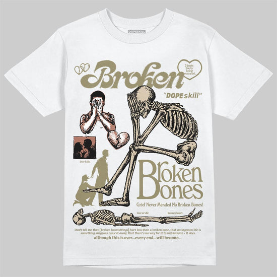 Jordan 6 Retro Neutral Olive DopeSkill T-Shirt Broken Bones Graphic Streetwear - White 