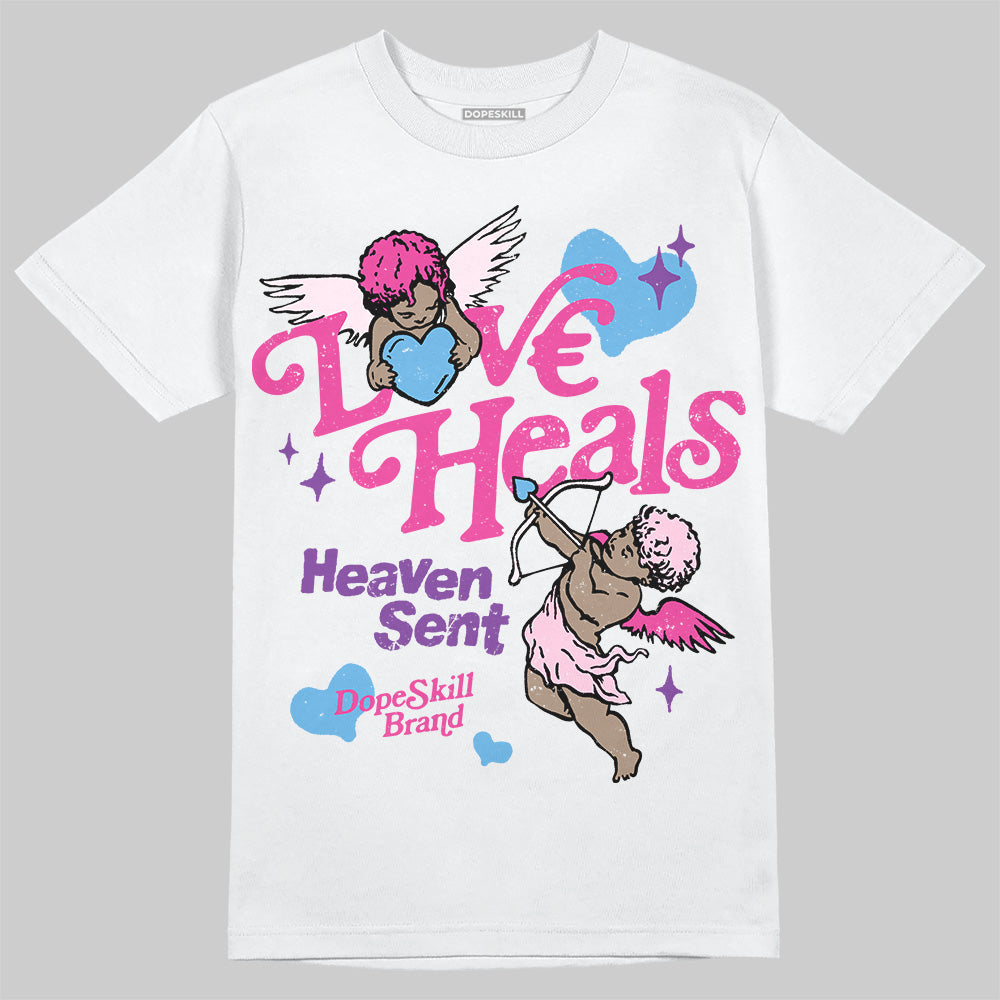 Pink Sneakers DopeSkill T-Shirt New Love Heals Graphic Streetwear - White 