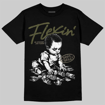 Jordan 3 “Medium Olive” aka “Family Affair” DopeSkill T-Shirt Flexin' Graphic Streetwear - Black