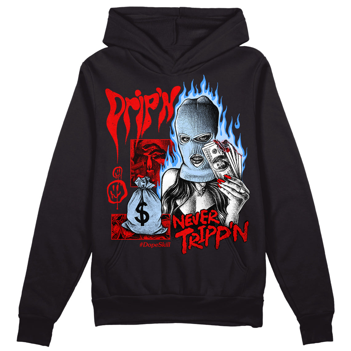 Jordan 11 Retro Cherry DopeSkill Hoodie Sweatshirt Drip'n Never Tripp'n Graphic Streetwear - Black