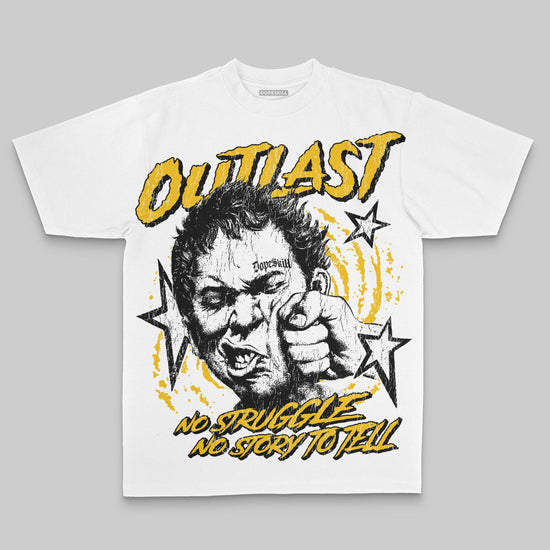 Yellow Oversize Print Outlast DopeSkill Graphic T-shirt Streetwear - White 