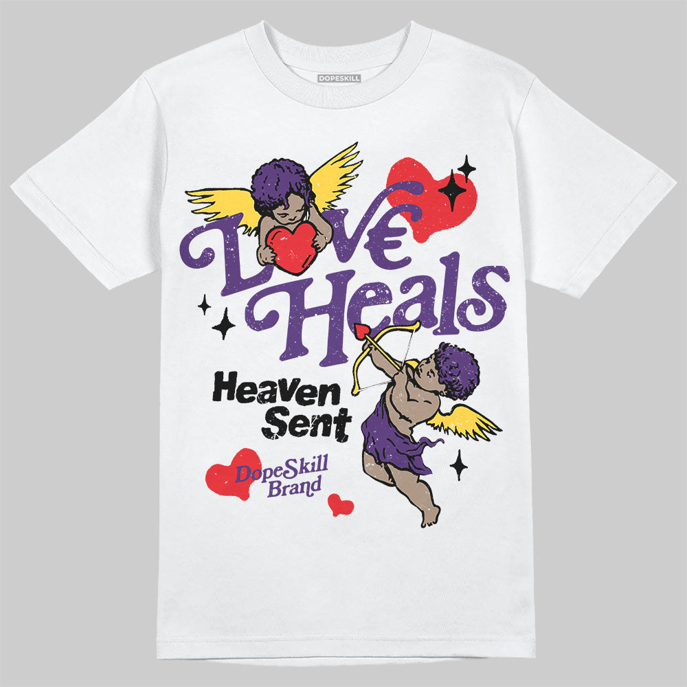 Jordan 12 “Field Purple” DopeSkill T-Shirt New Love Heals Graphic Streetwear - White