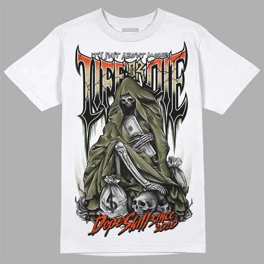 Olive Sneakers DopeSkill T-Shirt Life or Die Graphic Streetwear - White