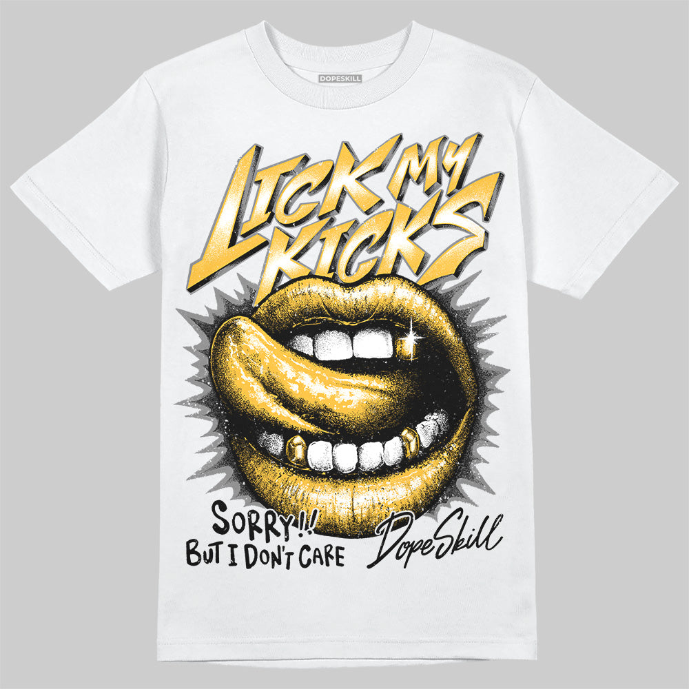 New Balance 9060 Varsity Gold (GS) DopeSkill T-Shirt Lick My Kicks Graphic Streetwear - White