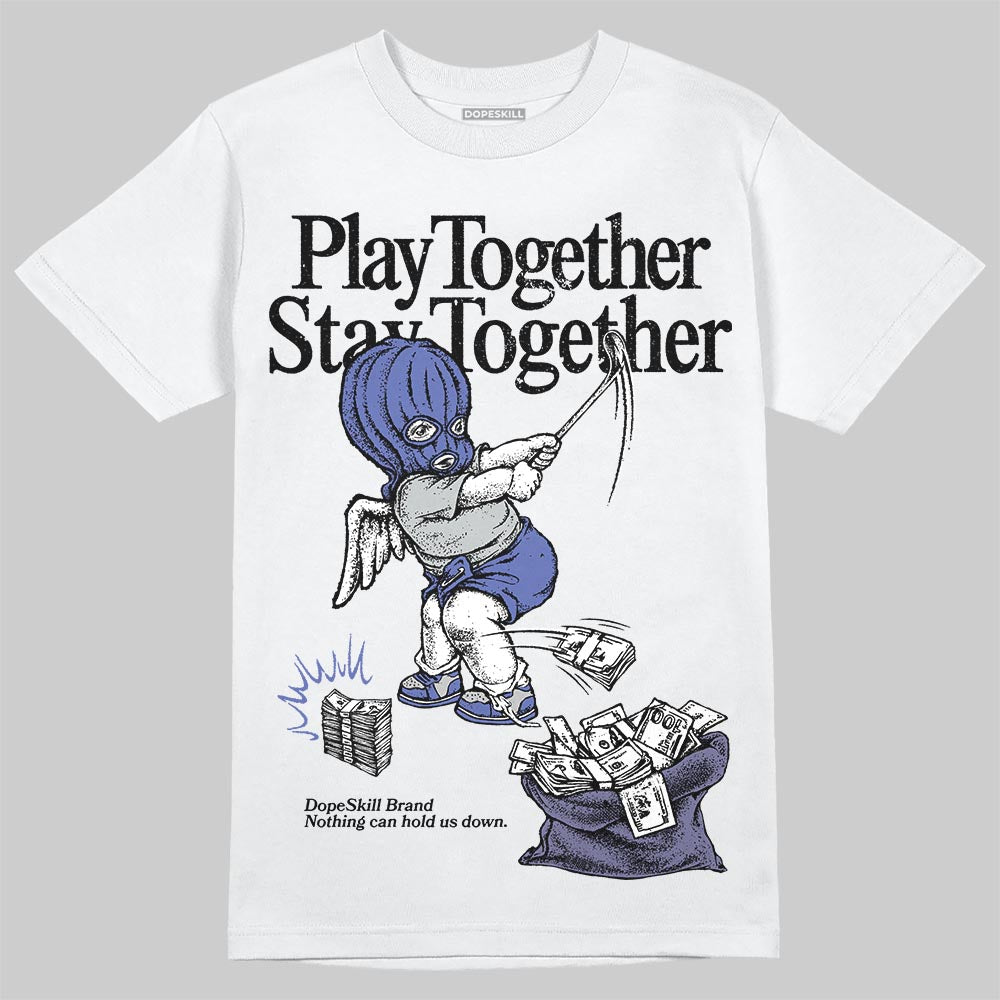 Air Max 90 x Patta Sapphire and Particle Grey DopeSkill T-Shirt Play together, Stay together Graphic Streetwear - White