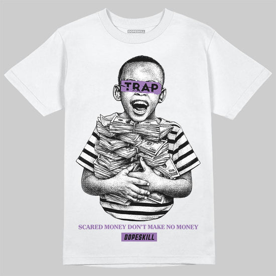 PURPLE Sneakers DopeSkill T-Shirt Scared Money Don't Make No Money Graphic Streetwear - White
