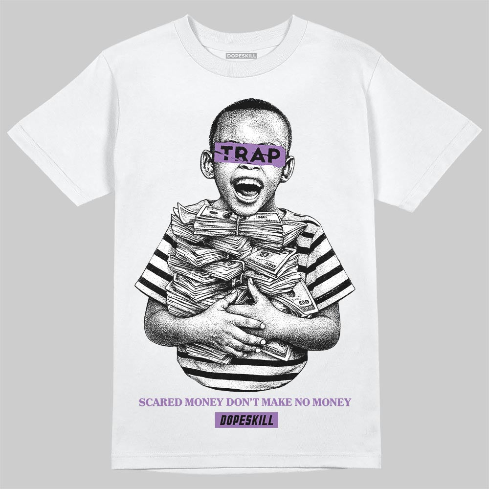 PURPLE Sneakers DopeSkill T-Shirt Scared Money Don't Make No Money Graphic Streetwear - White