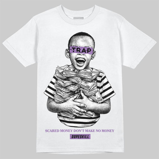 PURPLE Sneakers DopeSkill T-Shirt Scared Money Don't Make No Money Graphic Streetwear - White