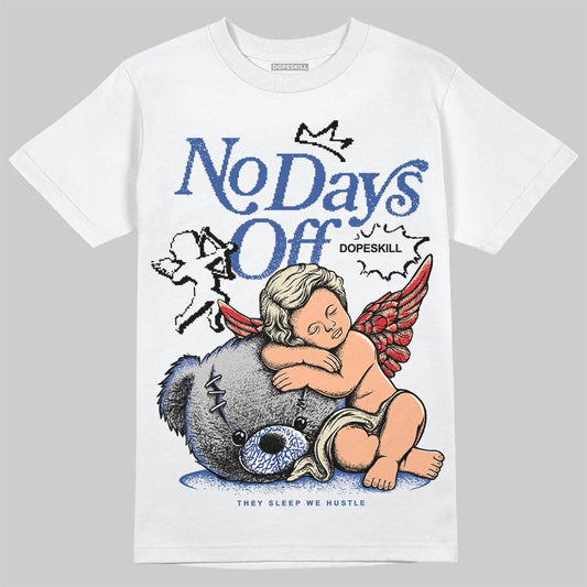 Jordan Spizike Low “Storm Blue” DopeSkill T-Shirt New No Days Off Graphic Streetwear - White