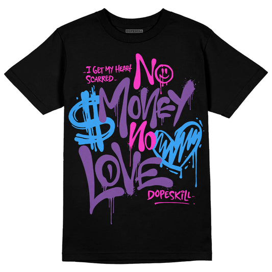 PURPLE Sneakers DopeSkill T-Shirt No Money No Love Typo Graphic Streetwear - Black