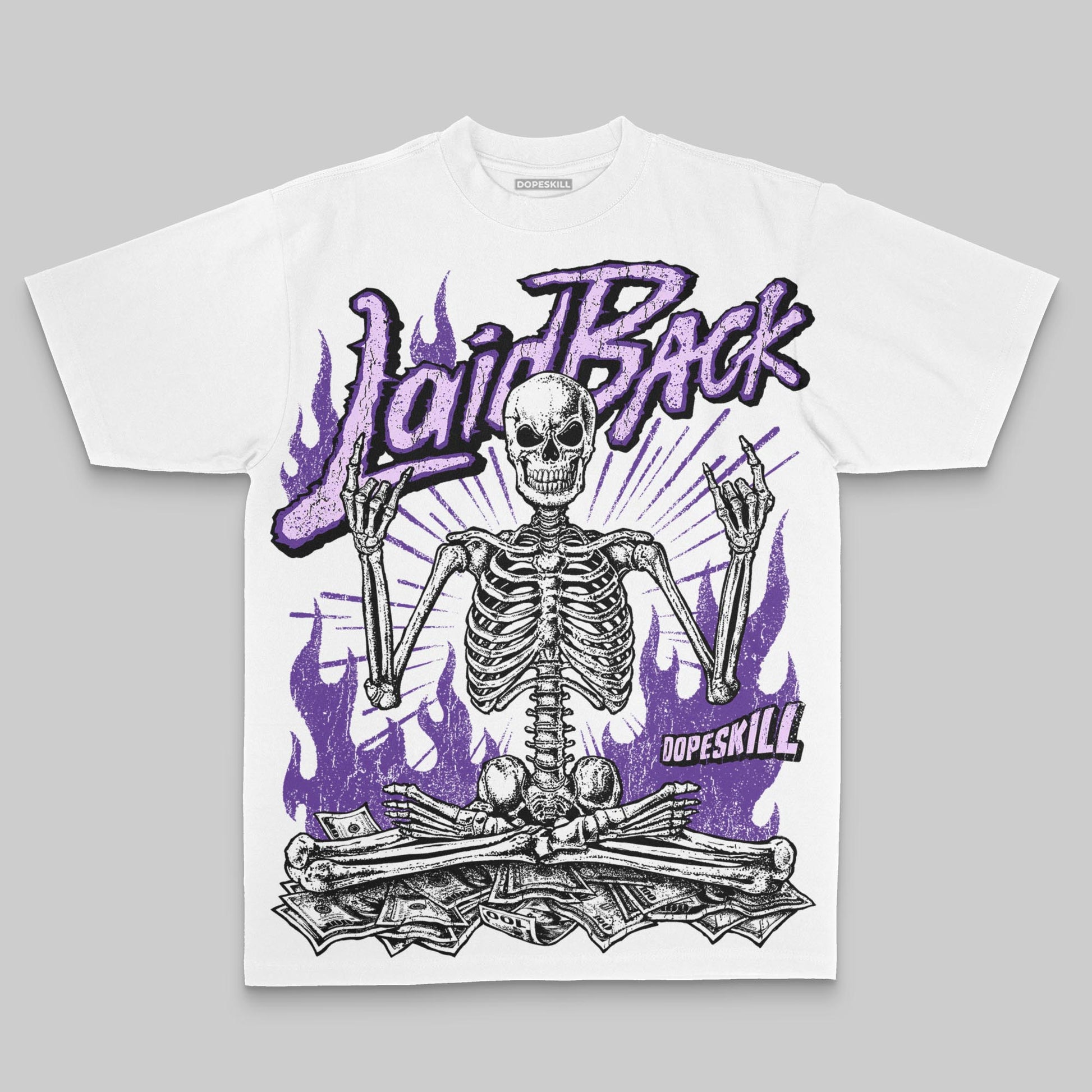 Purple Oversize Print Laid Back DopeSkill Graphic Premium T-shirt Streetwear - White