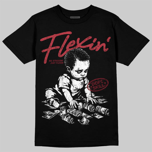 Jordan 4 “Sierra Red" DopeSkill T-Shirt Flexin' Graphic Streetwear  Black