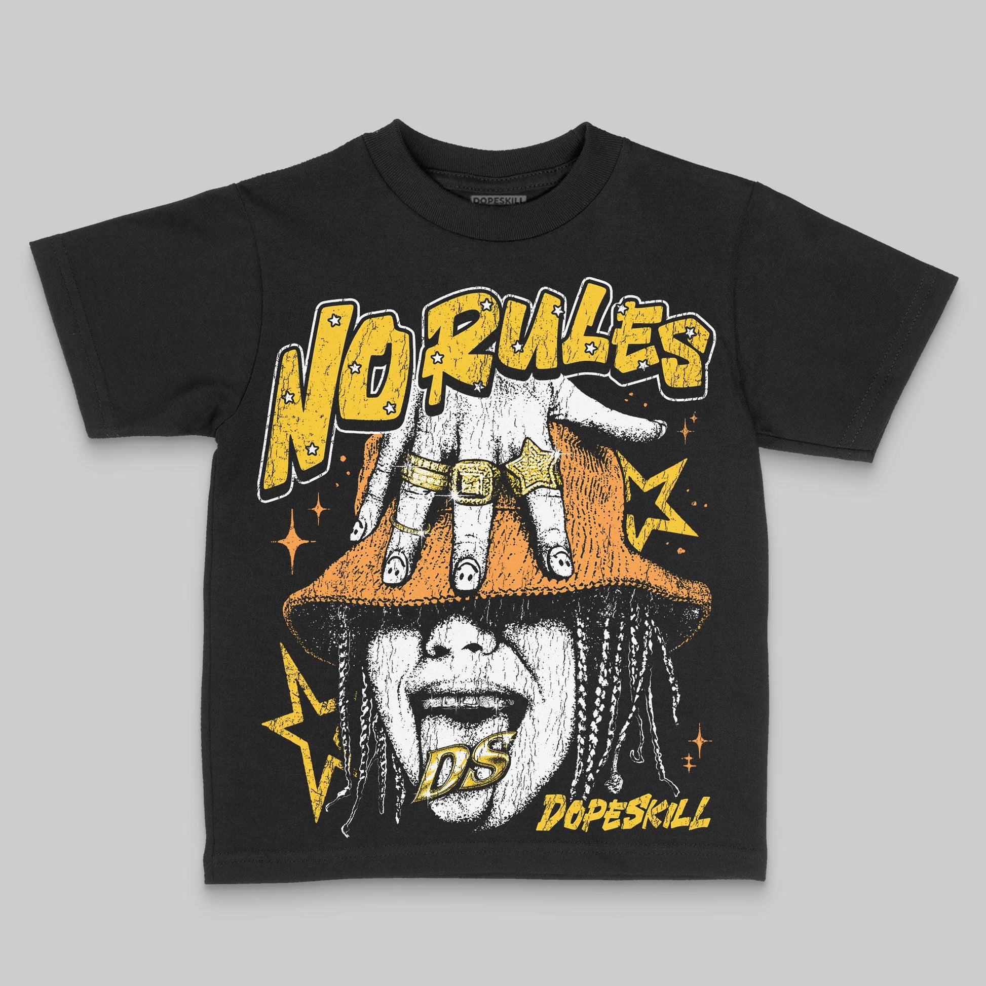 Yellow Sneakers DopeSkill Toddler Kids T-shirt No Rules Graphic Streetwear - black