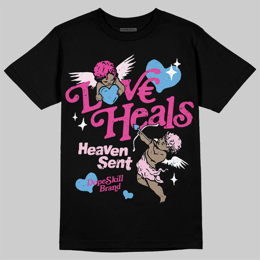 Pink Sneakers DopeSkill T-Shirt New Love Heals Graphic Streetwear - Black