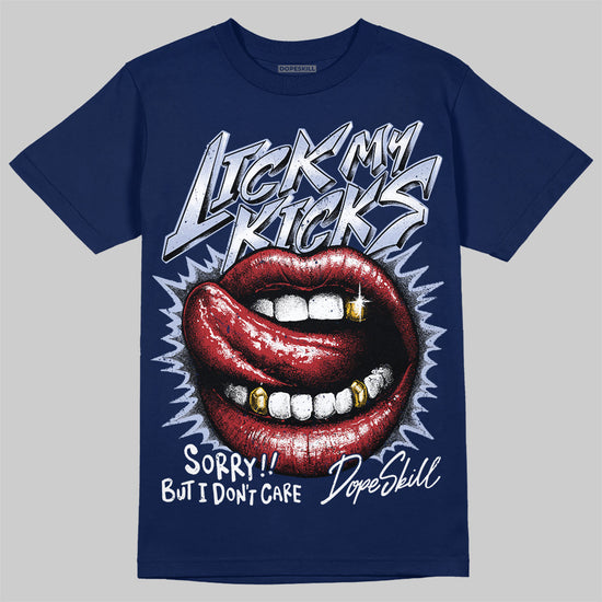 Jordan 6 Retro 'White And Midnight Navy' DopeSkill Navy T-shirt Lick My Kicks Graphic Streetwear