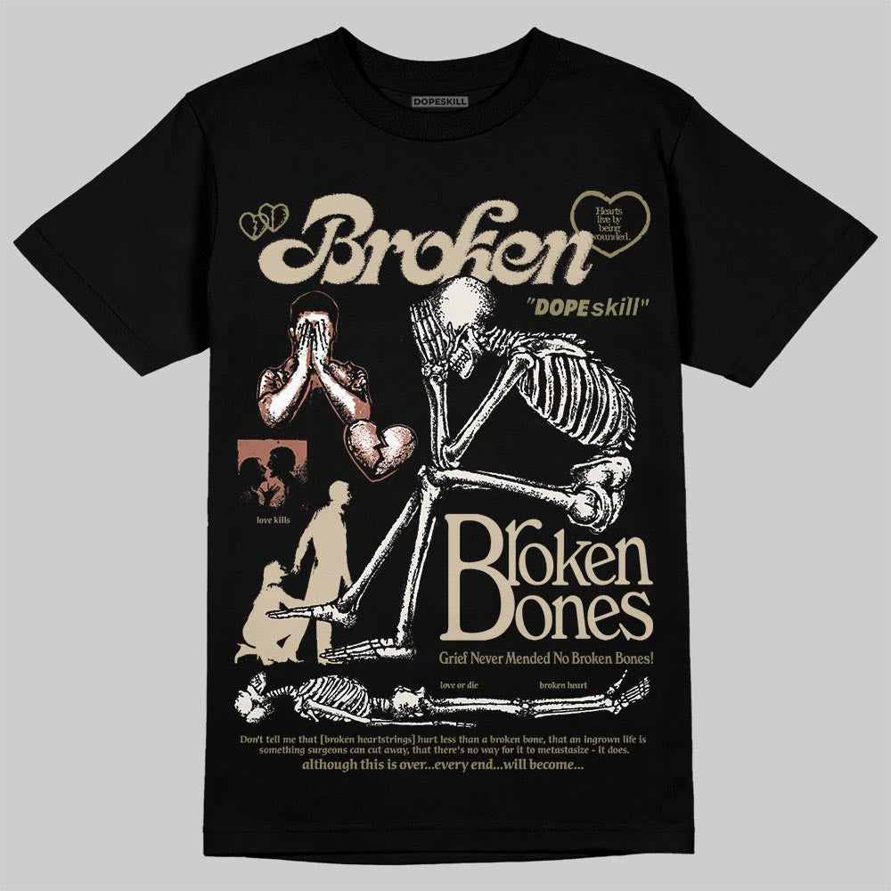 Jordan 6 Retro Neutral Olive DopeSkill T-Shirt Broken Bones Graphic Streetwear - black