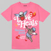 Jordan 3 GS “Cobalt Bliss” DopeSkill T-Shirt New Love Heals Graphic Streetwear - Safety Pink