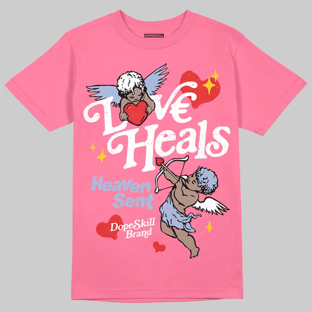 Jordan 3 GS “Cobalt Bliss” DopeSkill T-Shirt New Love Heals Graphic Streetwear - Safety Pink